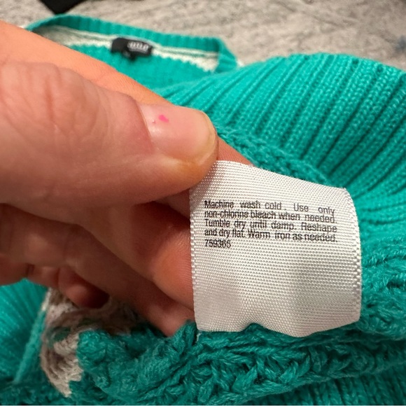 ANA Green Gray Striped Sweater Large L - Picture 7 of 7